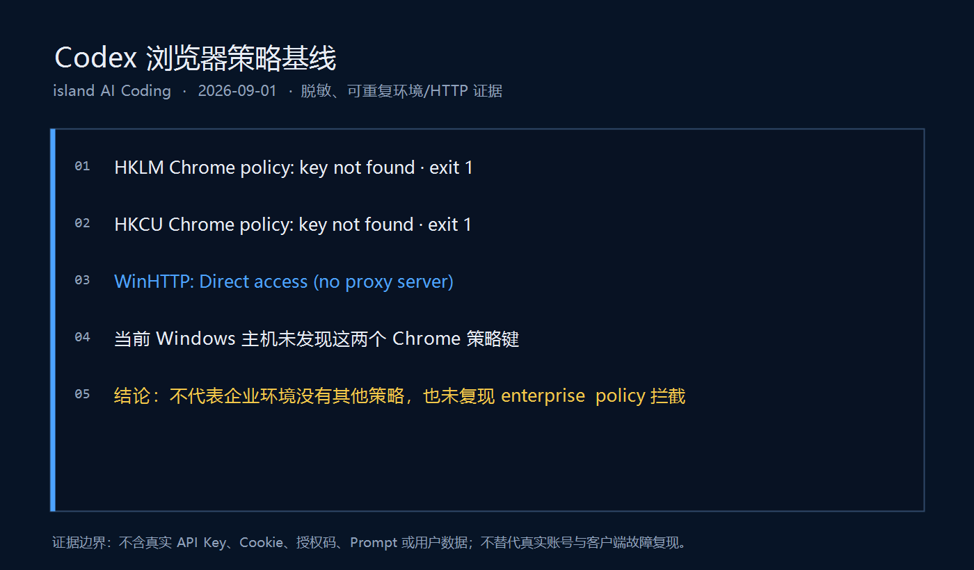 Windows Chrome 策略键查询结果与 WinHTTP 直连状态的脱敏环境证据
