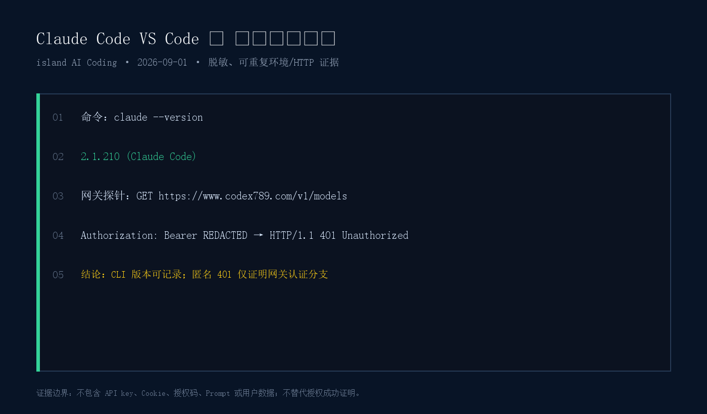 Claude Code 2.1.210 版本与网关匿名 401 响应的终端证据